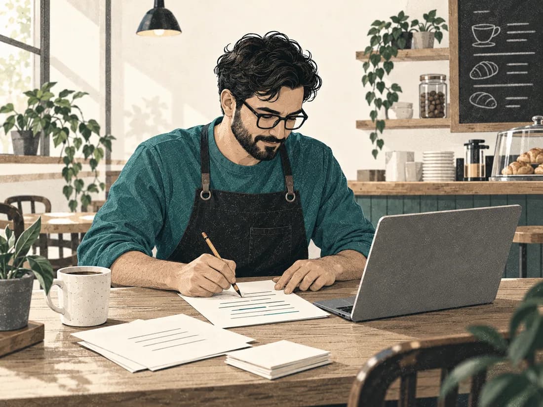 A small-business owner taking charge of everyday website wording.